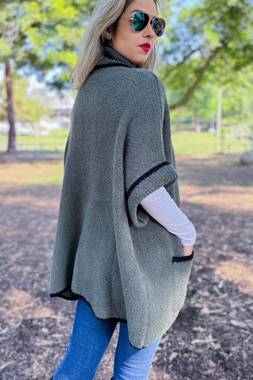 The Fireside Cozy Knit Cardigan - Olive Green - O/S Fit