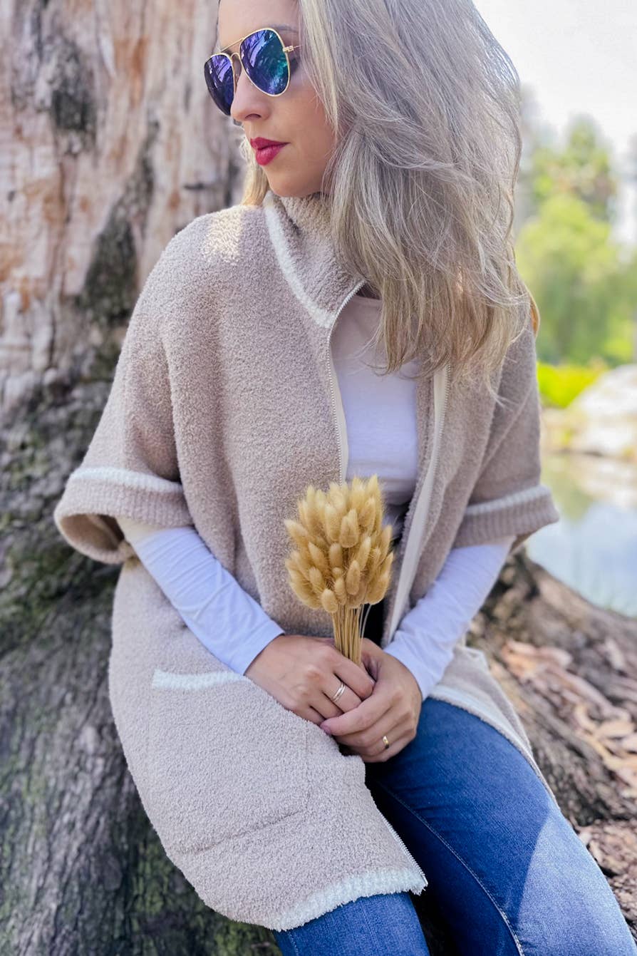 The Fireside Cozy Knit Cardigan - Beige - O/S Fit