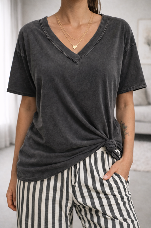 Washed V-Neck