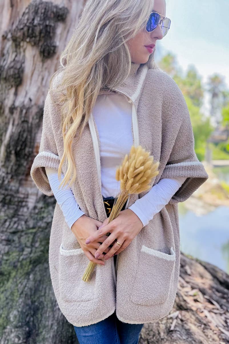 The Fireside Cozy Knit Cardigan - Beige - O/S Fit