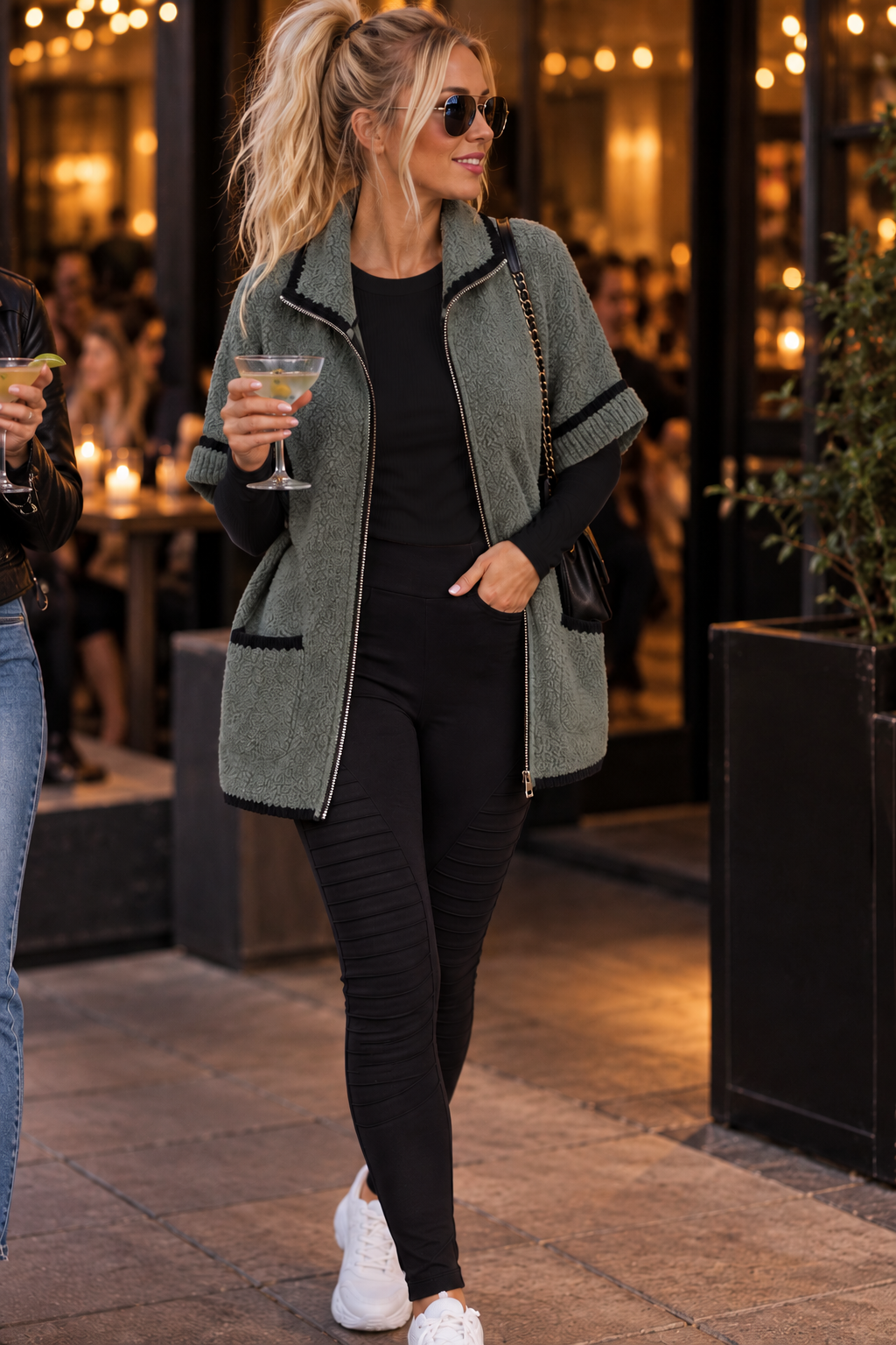 The Fireside Cozy Knit Cardigan - Olive Green - O/S Fit