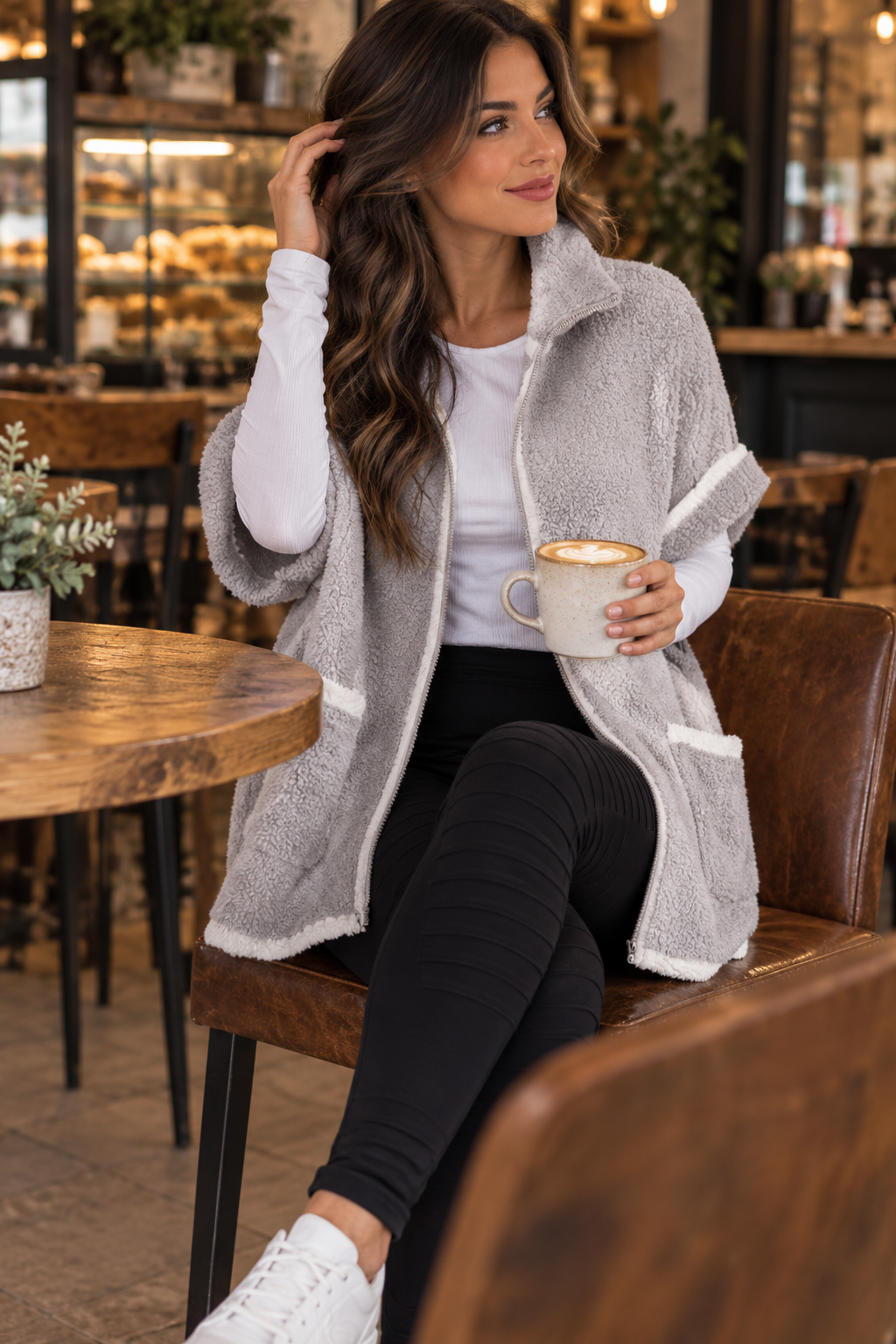 The Fireside Cozy Knit Cardigan - Grey - O/S Fit