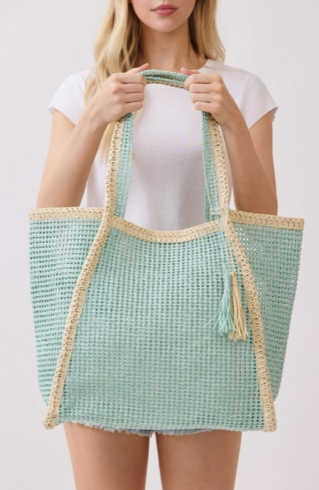 Sunwashed Straw Tote