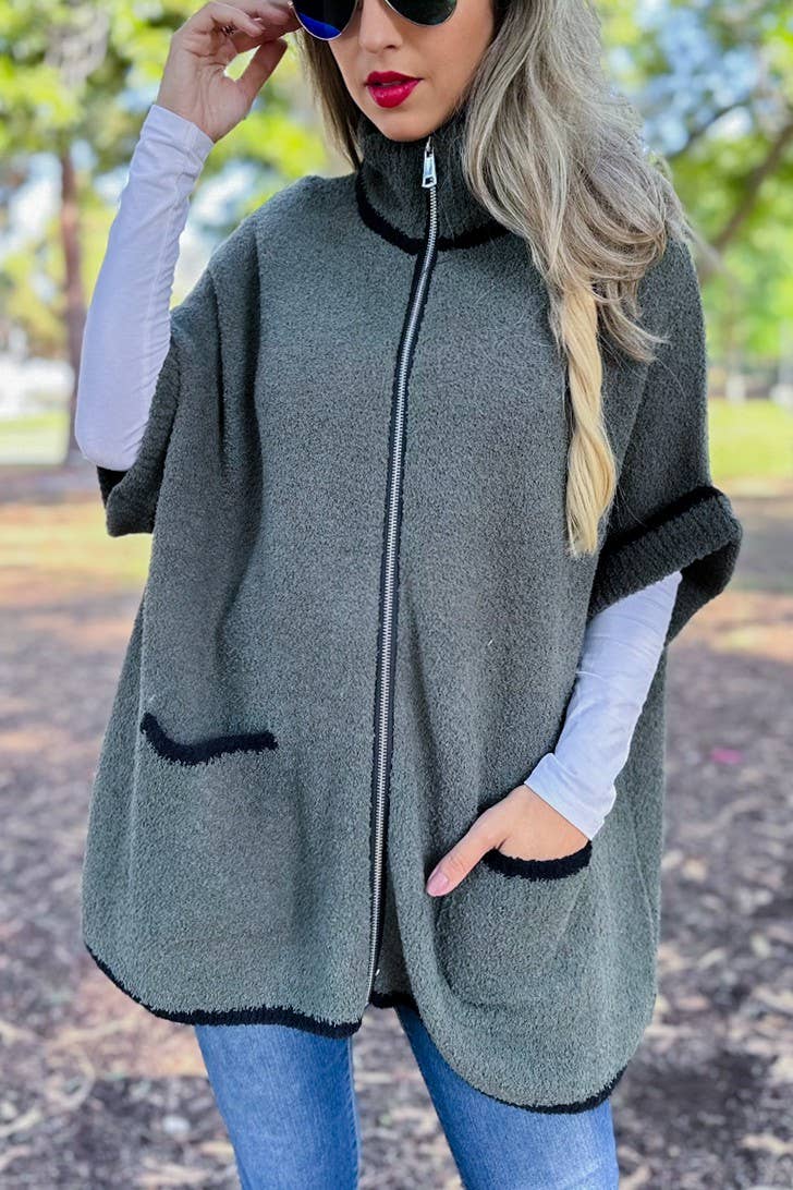 The Fireside Cozy Knit Cardigan - Olive Green - O/S Fit
