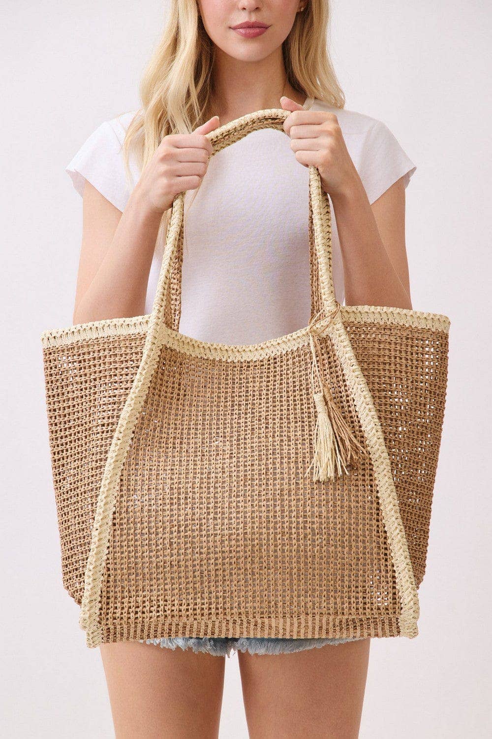 Sunwashed Straw Tote
